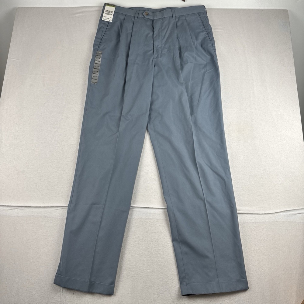 New! Liz Claiborne Luxury Poplin Mens Light Blue Dress Pants fits 36*34 Pleated